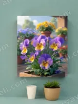 Purple Pansies Floral Canvas Wall Art for Living Room Bedroom Home Decor – вид 4