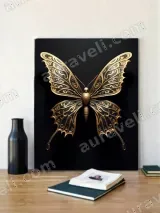 Ornate Golden Butterfly Canvas Wall Art for Living Room Bedroom Home Decor