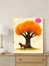 Brown Horse & Orange Tree Canvas Wall Art for Living Room Home Decor – view 3