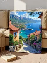 Mediterranean Coastal Village Canvas Wall Art for Living Room Bedroom Decor – вид 5