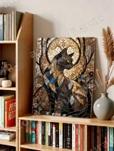 Stained Glass Cat Canvas Wall Art for Living Room Home Decor – view 4