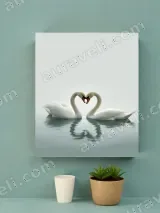 Swan Heart Shape Canvas Wall Art for Living Room Bedroom Home Decor