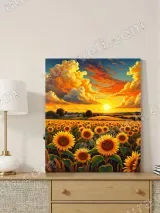 Sunset Sunflower Field Canvas Wall Art for Living Room Bedroom Home Decor – вид 4