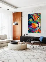 Colorful Abstract Cat Canvas Wall Art for Home Decor – вид 5
