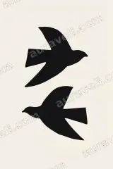 Minimalist Two Birds Silhouette Canvas Wall Art for Home framed modern decor