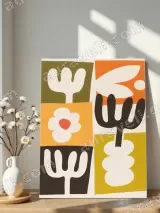 Mid - Century Abstract Floral Wall Art for Living Room Home Decor – view 5