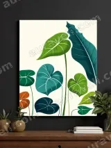 Tropical Botanical Leaves Canvas Wall Art for Living Room Decor