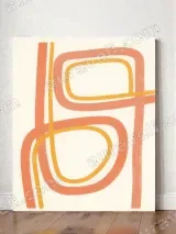 Coral Yellow Abstract Line Canvas Wall Art for Living Room Home Decor – view 2