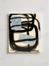 Abstract Cloud & Black Brushstrokes Canvas Wall Art for Home Decor – view 2
