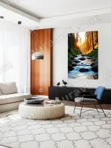 Forest Stream Sunrise Canvas Wall Art for Living Room Bedroom Decor – view 5