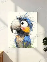 Whimsical Cartoon Parrot Canvas Wall Art for Living Room Home Decor – вид 2