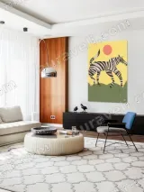 Illustrated Zebra Canvas Wall Art for Living Room Home Decor – view 5