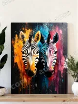 Colorful Zebra Abstract Canvas Wall Art for Living Room Home Decor