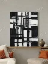 Abstract Black White Geometric Canvas Wall Art for Living Room Home Decor – view 2