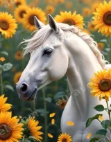 White Horse Sunflower Field Canvas Wall Art for Home Decor living room wall art for modern home decor