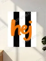 Scandinavian "Hej" Striped Canvas Wall Art for Living Room Decor
