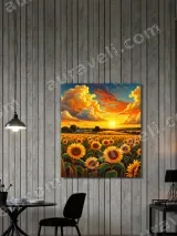 Sunset Sunflower Field Canvas Wall Art for Living Room Bedroom Home Decor – вид 3