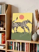 Illustrated Zebra Canvas Wall Art for Living Room Home Decor – view 4