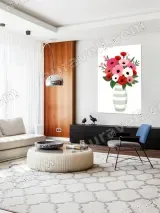 Colorful Floral Bouquet in Striped Vase Canvas Wall Art for Home Decor – view 5