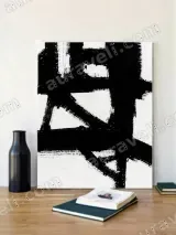 Abstract Black Brushstroke Canvas Wall Art for Living Room Home Decor – view 2