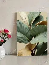 Green & Golden Tropical Leaves Canvas Wall Art for Living Room Bedroom Home Decor – вид 2