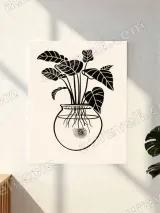 Black & White Botanical Plant in Vase Canvas Wall Art for Home Decor – view 2