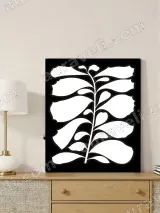Black & White Botanical Leaf Canvas Wall Art for Living Room Decor – view 4