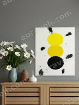 Abstract Black Yellow Circles Canvas Wall Art for Home Decor – вид 2