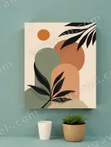 Abstract Botanical Geometric Canvas Wall Art for Living Room Decor