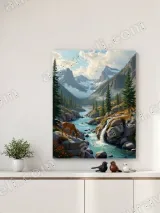 Scenic Mountain River Deer Canvas Wall Art for Living Room Home Decor – view 4