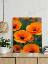Orange Poppies Floral Canvas Wall Art for Living Room & Bedroom Home Decor – view 3