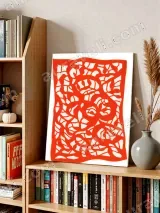 Red Abstract Paper - Cut Canvas Wall Art for Living Room Home Decor – вид 3