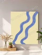 Abstract Wavy Blue Lines Canvas Wall Art for Living Room Home Decor – вид 3