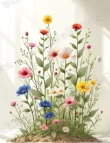 Colorful Wildflowers Canvas Wall Art for Living Bedroom Home framed modern decor