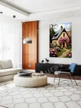 Cottage Rose Garden Canvas Wall Art for Living Room Bedroom Home Decor – вид 5