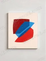 Abstract Geometric Red Blue Canvas Wall Art for Living Room Home Decor – view 3