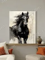 Abstract Black Horse Canvas Wall Art for Living Room Home Decor – view 3