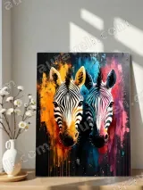 Colorful Zebra Abstract Canvas Wall Art for Living Room Home Decor – вид 5