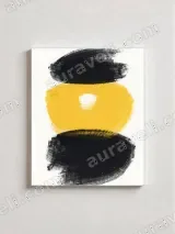 Abstract Black Yellow Brushstroke Canvas Wall Art for Living Room Decor – view 3
