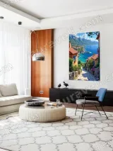 Mediterranean Coastal Village Canvas Wall Art for Living Room Bedroom Decor – вид 4