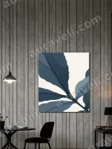 Blue Botanical Leaf Canvas Wall Art for Living Room Home Decor – view 2