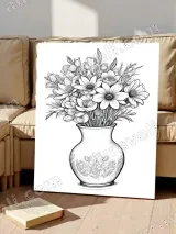 Floral Bouquet in Vase Line Art Canvas Wall Art for Home Decor – view 5