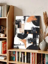 Abstract Geometric Black Orange Canvas Wall Art for Living Room Decor – view 4