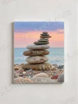 Stacked Stones Beach Sunset Canvas Wall Art for Home Decor – вид 3
