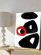 Abstract Geometric Red Circle Canvas Wall Art for Living Room Home Decor – вид 4