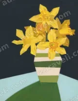 Yellow Daffodils Striped Vase Canvas Wall Art for Home Decor abstract wall art for modern home decor