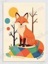 Playful Cartoon Fox Canvas Wall Art for Living Room Home Decor – вид 3