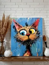 Colorful Abstract Cat Canvas Wall Art for Living Room Home Decor