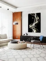 Abstract Swirling Smoke & Golden Birds Canvas Wall Art for Living Room Bedroom Decor – view 5