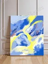 Abstract Blue Yellow Swirl Canvas Wall Art for Living Room Home Decor